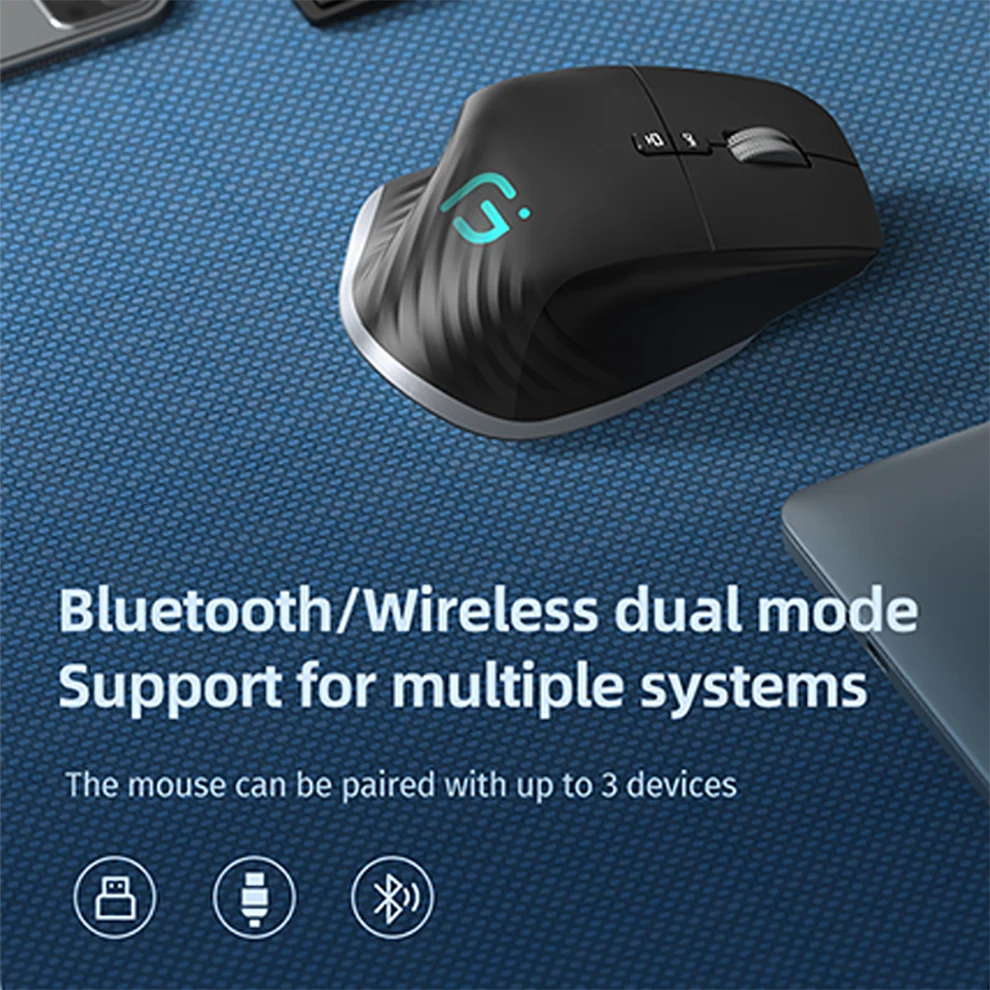 Mulvice Wireless Mouse Bluetooth 50 30 24G Portable Optical Ergonomic Right Hand Computer Mice 240314