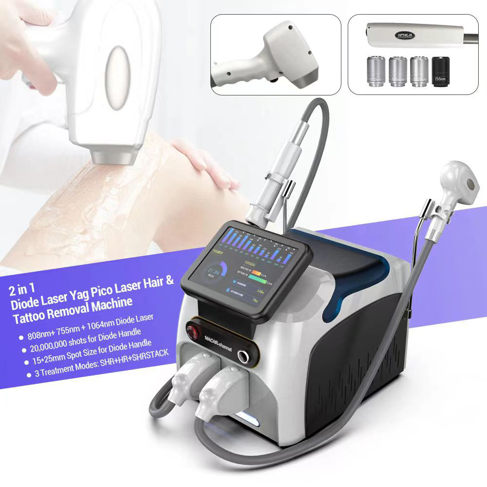 Professional Ice Titanium 2500W Triple Wavelength Diode Laser 808nm Pico Nd Yag Machine Hair Removal And Eyebrow Tattoo Removal