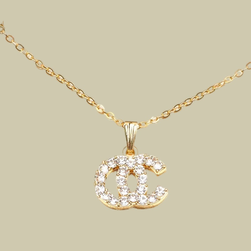 Pendant Necklaces Simple designer necklaces for women trendy rhinestone plated silver jewelry double letter pendant solid color necklaces wedding zh194 H4