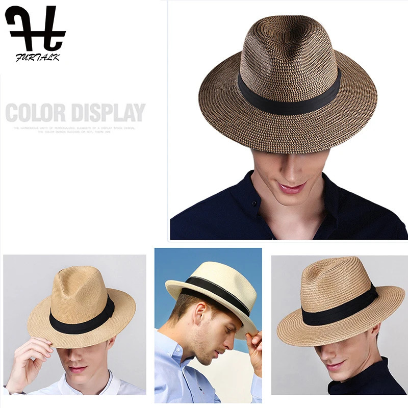 FURTALK Panama Hat Summer Sun Hats for Women Man Beach Straw Men UV Protection Cap chapeau femme 240309