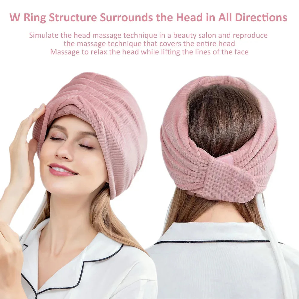 Migraine Relief Cap Electric Airbag Head Massage Heat Vibration Kneading Towel Headache Relaxation Treatment Anti Stress Machine 240309