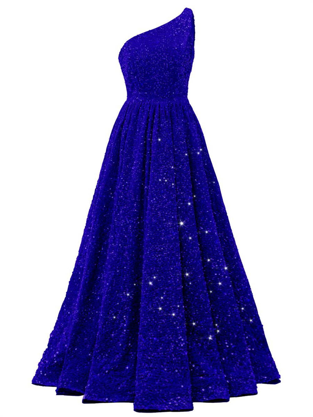 One-Shoulder Long Prom Dresses Sequins A-Line Plus Size Floor-Length Formal Occasion Evening Party Gown Pd04