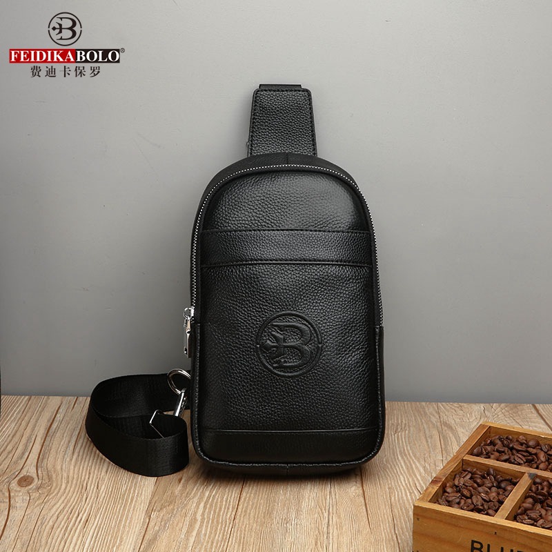 Factory sales mens handbag 4 colors street trend leather chest bag daily Joker leather men backpack multifunctional lychee cross body bag 66170#
