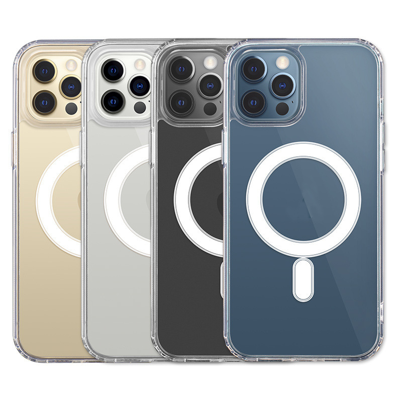 Macsafe Transparent Clear Acrylic Magnetic Shockproof Phone Cases for iPhone 16 15 14 13 12 11 Pro Max Mini XR XS X 8 7 Plus Mobile Magnet Cover