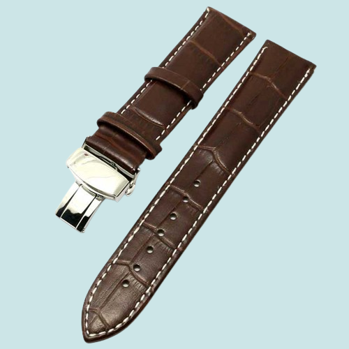 High Quality 18mm 20mm 22mm Black Brown Leather Watch Band Wristwatch Strap Replacement Bracelet Spring Bars Push Button Hidden Cl