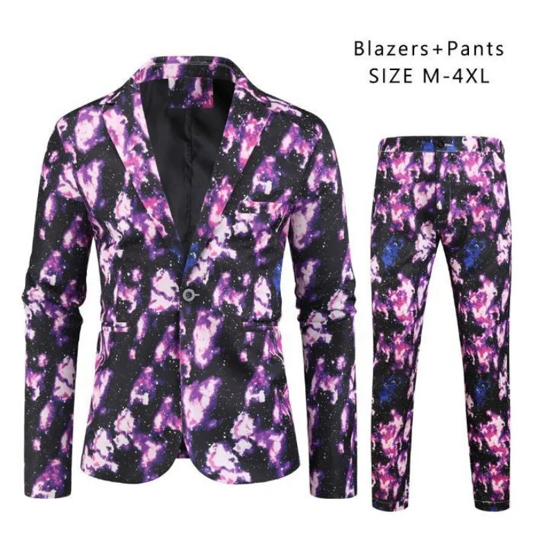 2pcs Playing Cards Poker Print Suits for Men Blazer Jacket Korean Fashion Party Prom Costume Sets Pants Mens Blazer Verde Hombre 240318