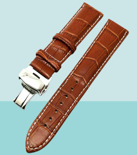 High Quality 18mm 20mm 22mm Black Brown Leather Watch Band Wristwatch Strap Replacement Bracelet Spring Bars Push Button Hidden Cl
