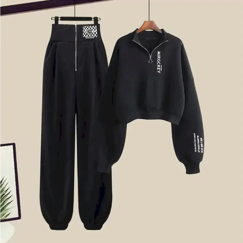 Y2k Streetwear HoodiesCasual Sweatpants Suit Women 2023Autumn Zipper Pullovers Sweatshirts Harajuku Two Piece Sets Kpop Clothes 240314
