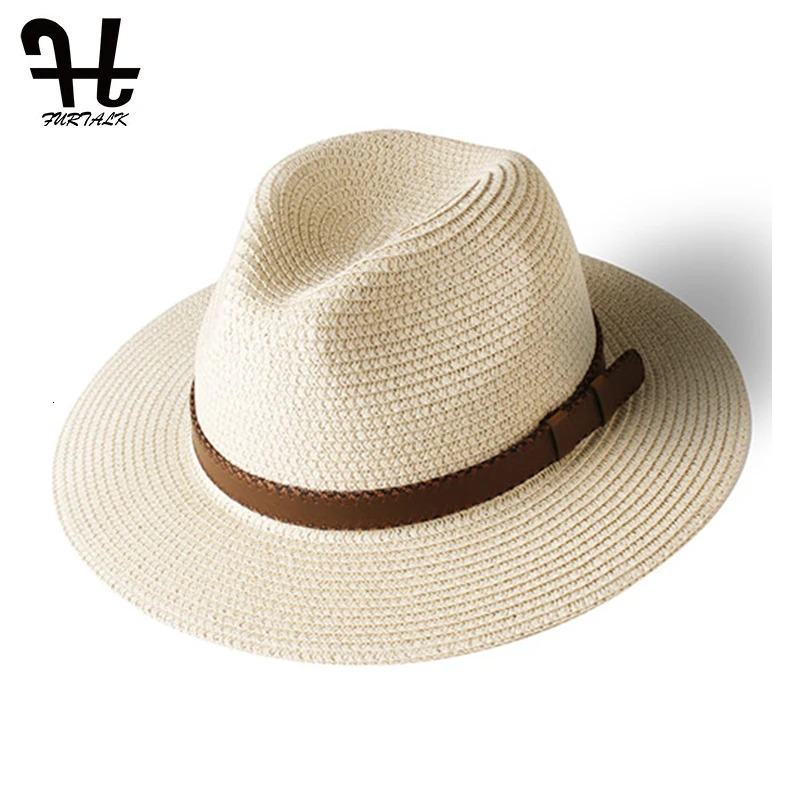 FURTALK Panama Hat Summer Sun Hats for Women Man Beach Straw Men UV Protection Cap chapeau femme 240309