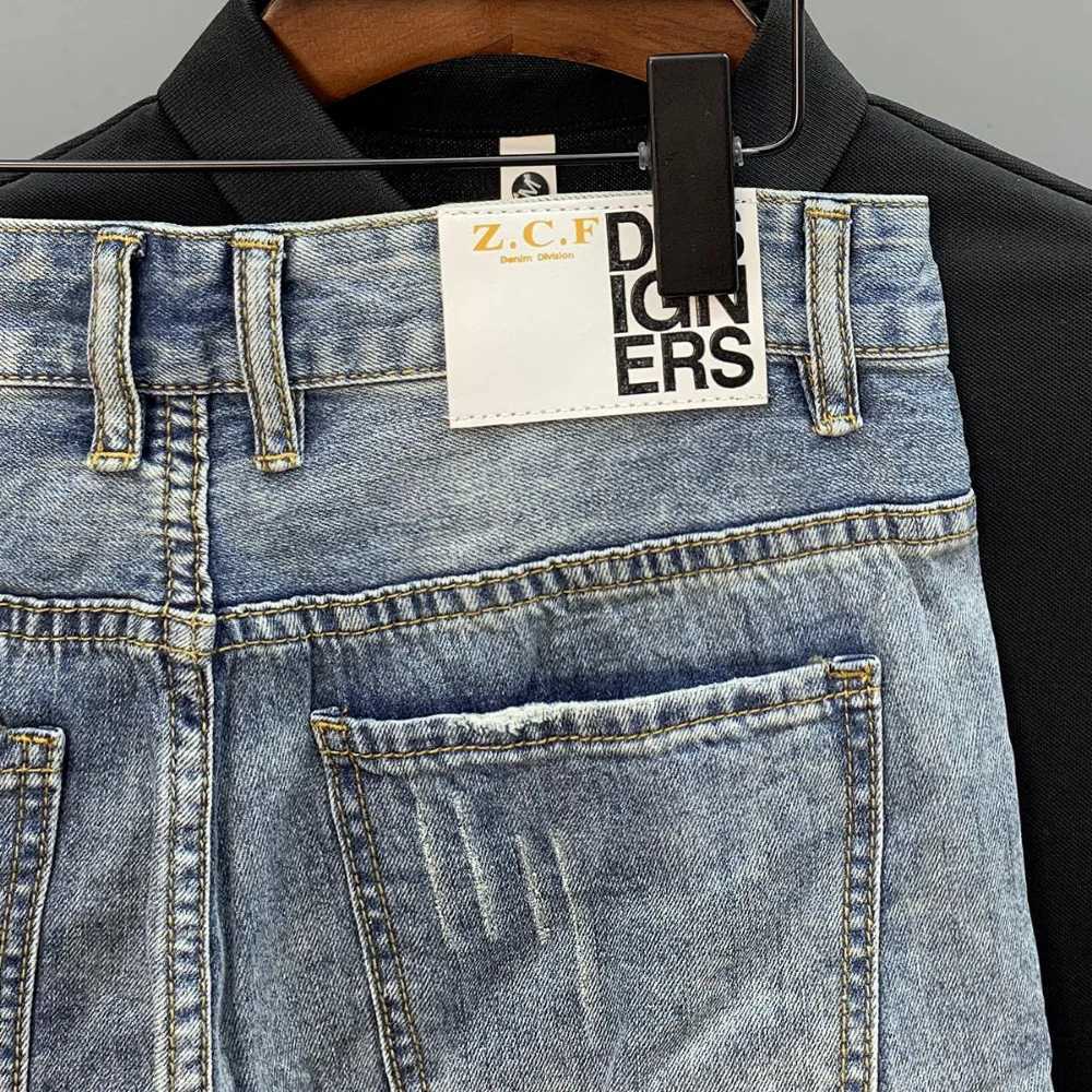 Men's Jeans Summer Mens Fashion Pocket Bag Jeans Loose Straight Hat Jeans Mens Street Clothing Shorts Roba MensL2403