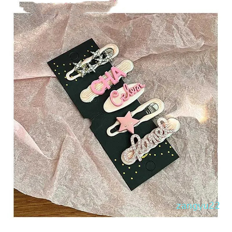 Headwear Hair Accessories Girls Hair Clips Star Y2k Hair Accessories Women Duckbill Clip Pink Alloy Rhinestone Hairpins Kids Barrettes Fashion Ornamen
