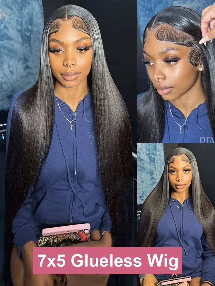 Glueless Wig Human Hair Ready To Straight Front Closure Bleached Konts Preplucked Hairline Wear And Go Pre Cut Lace