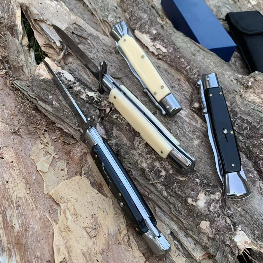 4Models 10'' Stiletto Mafia Knife 440C Blade Resin Handles Horizontal Pocket Knives EDC Tools