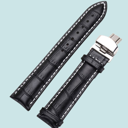 High Quality 18mm 20mm 22mm Black Brown Leather Watch Band Wristwatch Strap Replacement Bracelet Spring Bars Push Button Hidden Cl