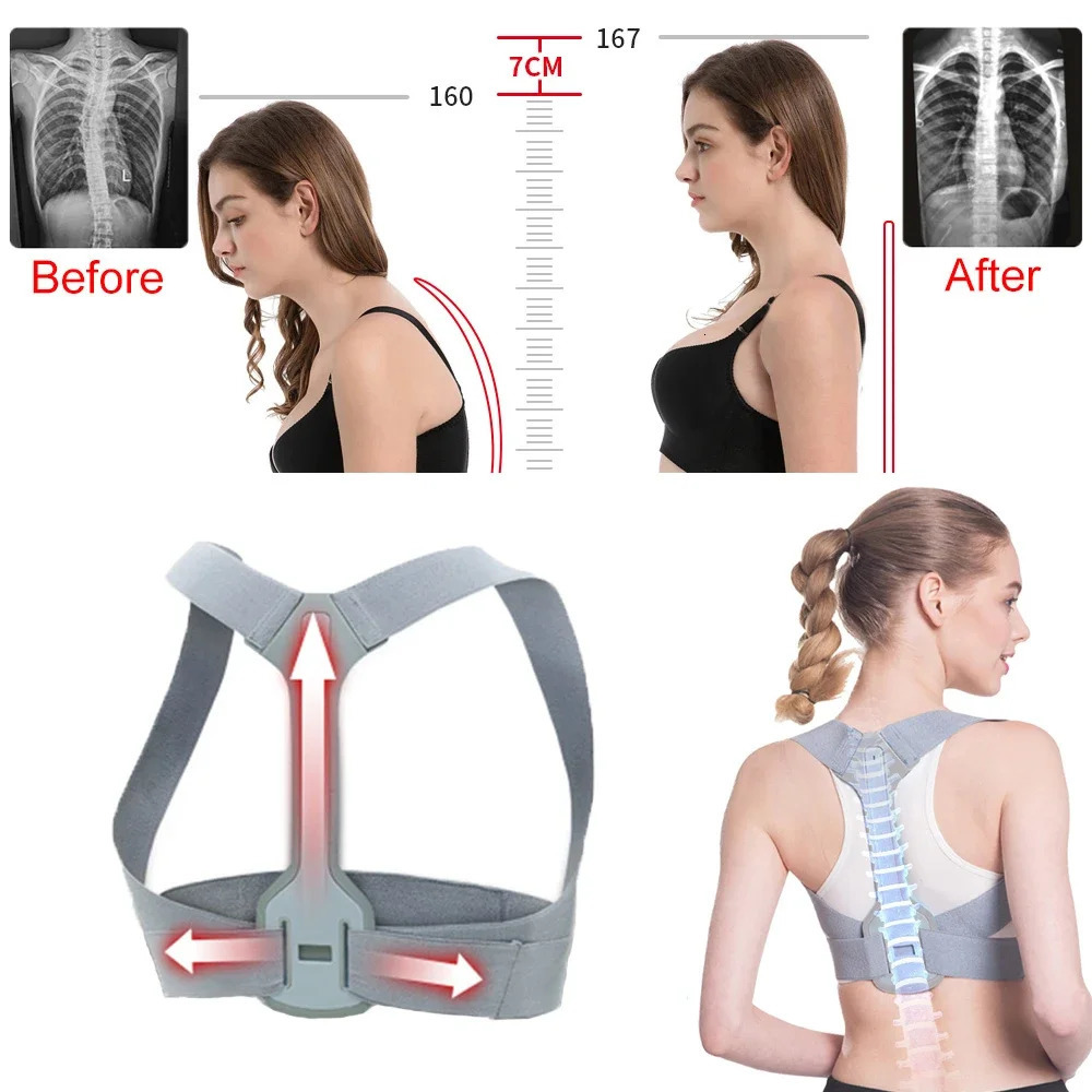 Back Posture Corrector Clavicle Lumbar Spine Straight Strap Shoulder Support Brace Corset Bone Pain Relief Belt Body Health Care 240322