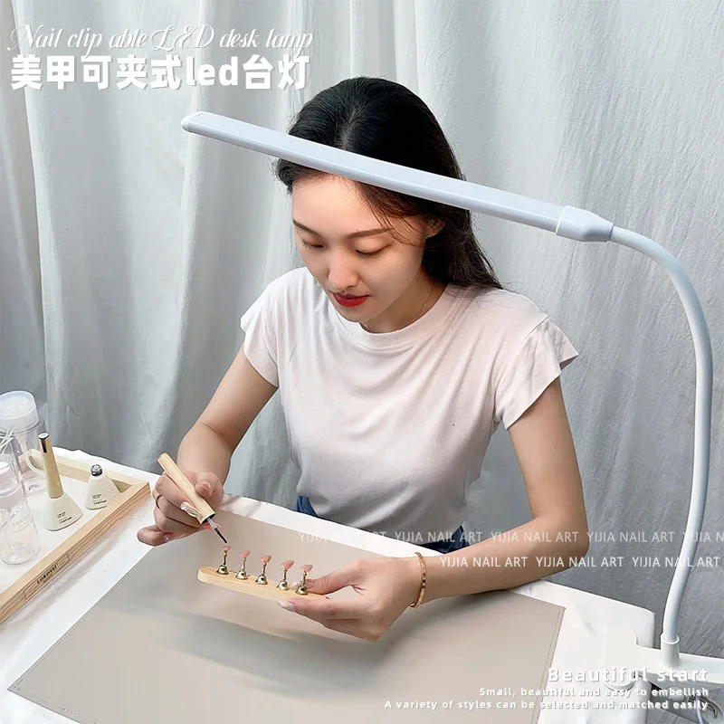 Nail Desk Lamp Led Clip-On Clamp Table Lamp Bendable Nail Fill Light Eye Lamp Professional Embroidery Tattoo Nail Salon Tools 240321