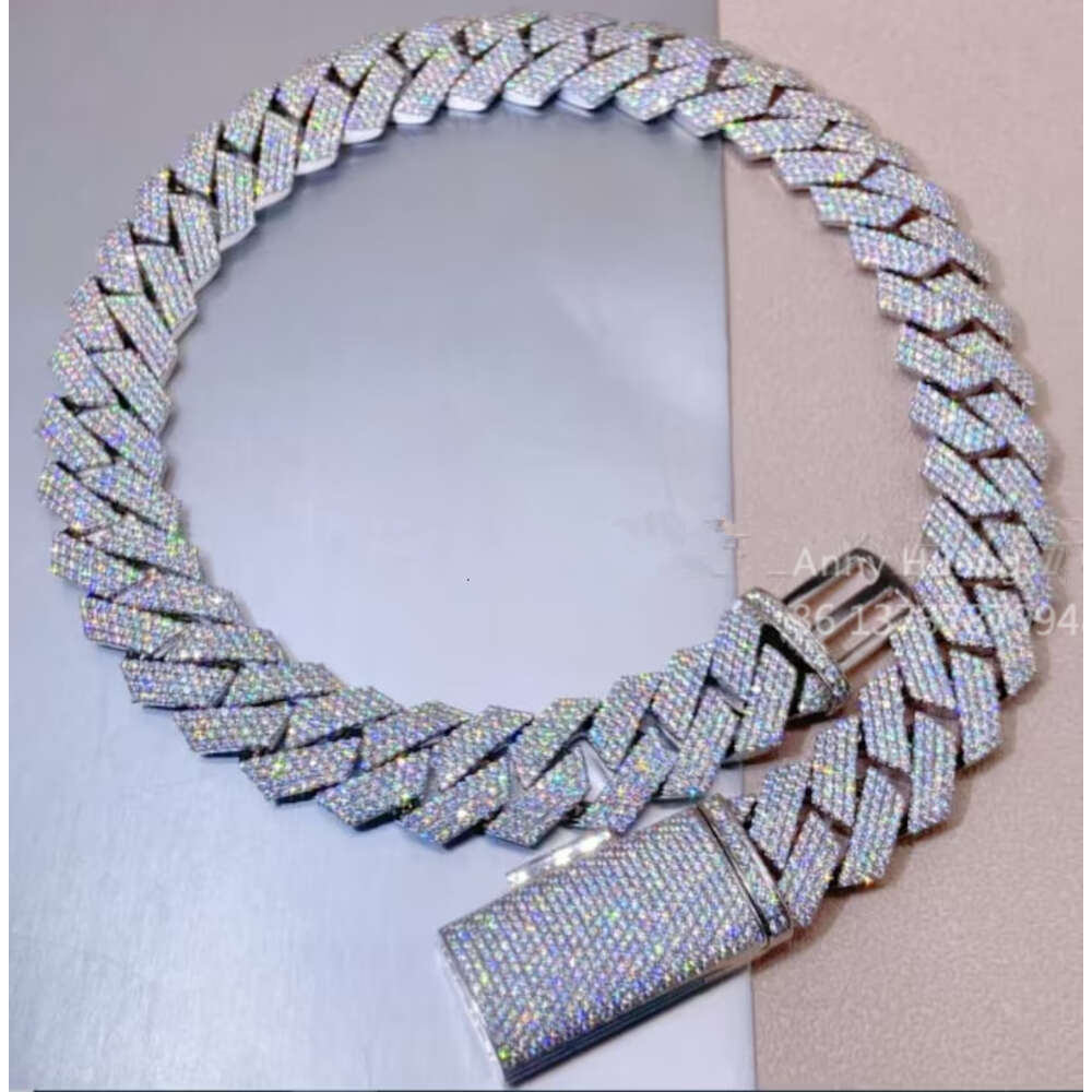 Luxury Newest 10k 14k 18k Solid Gold Iced Out 14mm Vvs Moissanite Diamond Cuban Link Chains Necklace Hip Hop Mens Jewelry