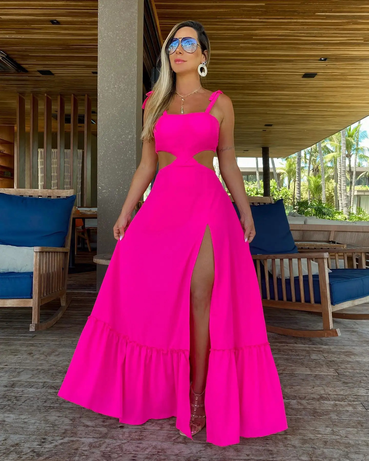 Beach Cover Up 2023 Women Dress Solid Coverups Summer Wear Sexy Elegant Female Bandage Backless Long Swing 240320