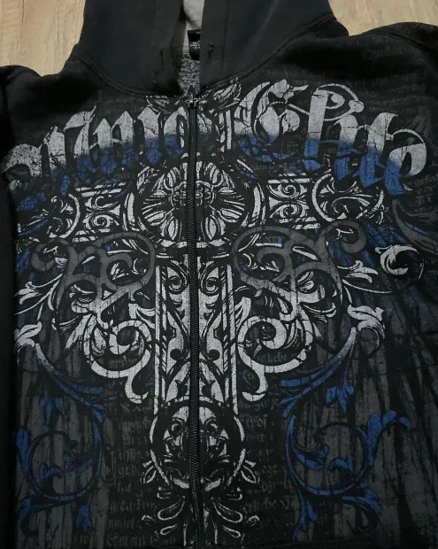 Man Hoodie American Retro Gothic Print Pullover Sweaters Men Y2K Street Leisure Trend Joker Sweater akatsuki Fashion Loose 240321