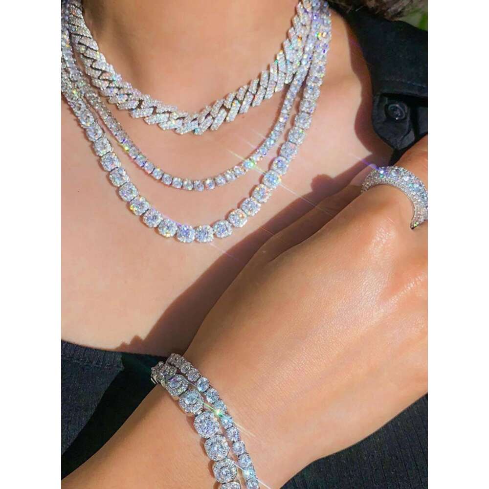 bracelet necklace mossanite GSMB RINNTIN 925 Sterling Silver Moissanite Tennis Bracelet