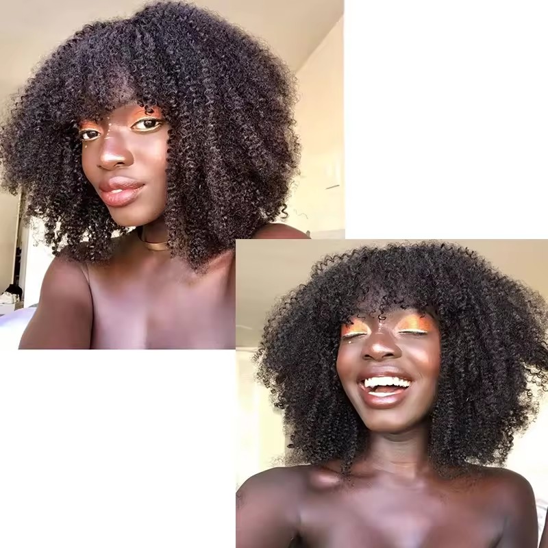 Trendy indian remy curly human hair bob glueless machine made wig with baby hair 250 density afro kinky jerry curl short hair wig for girl lady cheap 