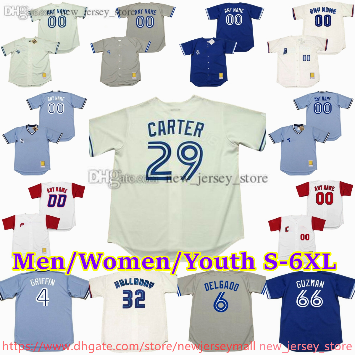 Custom XS-6XL Throwback Baseball Jersey 32 ROY HALLADAY 29 JOE CARTER JOHN OLERUD JIMMY KEY TOM HENKE ERNIE WHITT PAT BORDERS FRED McGRIFF LLOYD MOSEBY Jerseys