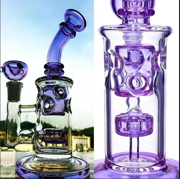 Glass Bongs hookahs Cake Dab Rigs Hookahs Shisha Thick Glass Birdcage Recycler Oil Rig Smoke Water Pipes with 14mm joint