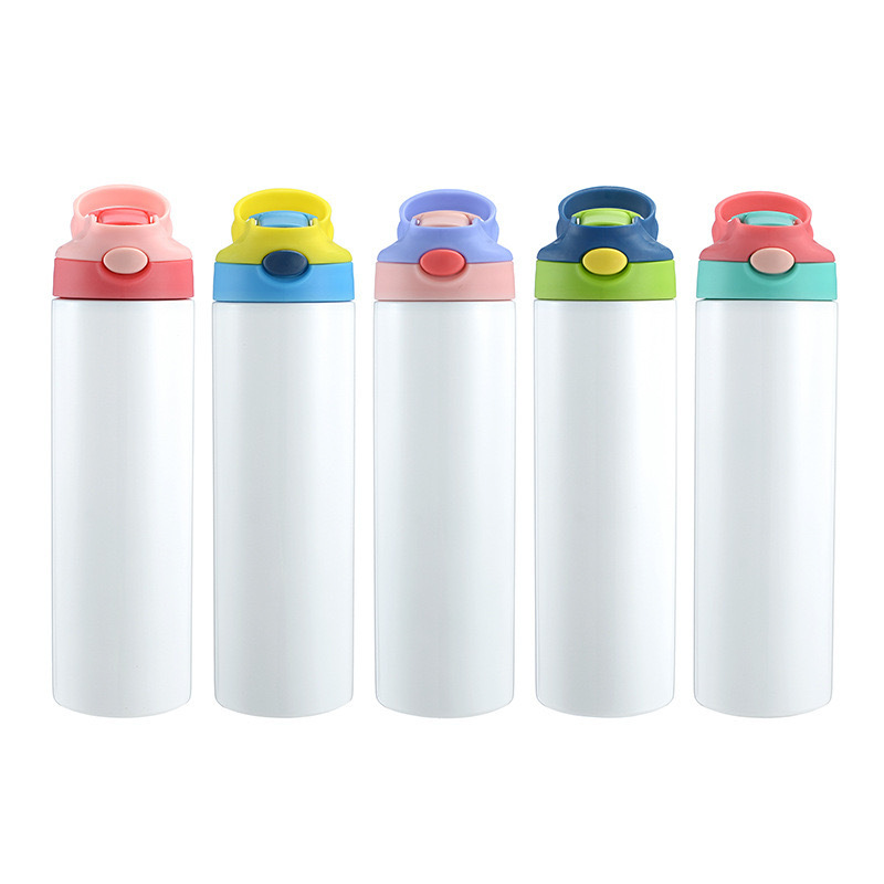 12oz 20oz Sublimation kids Children Water Bottle 350ml blank white Sippy Cup with flip lid straw Portable Stainless Steel Drinking tumbler for student