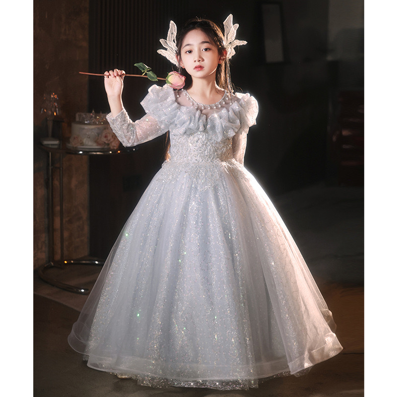 Girls Dresses Plus Size Princess Party Lace Flower Girl Baby Summer Wedding Birthday Children Clothing 2 4 6 8 10 12 14 Tulle Kids Christmas Ceremonia