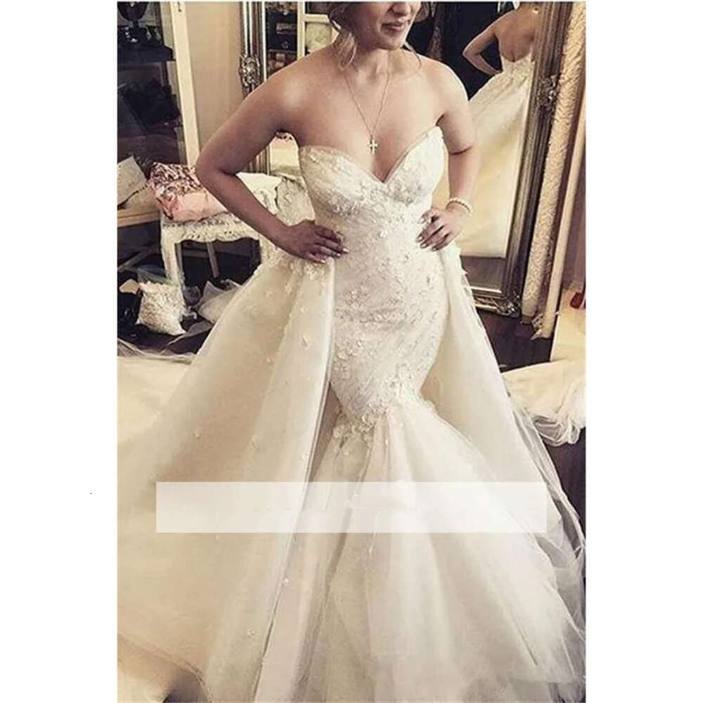 Mermaid Wedding Dresses Royal With Detachable Skirt D Lace Appliques Sweetheart Vestido De Novia Sexy Trumpet Bridal Gowns E E