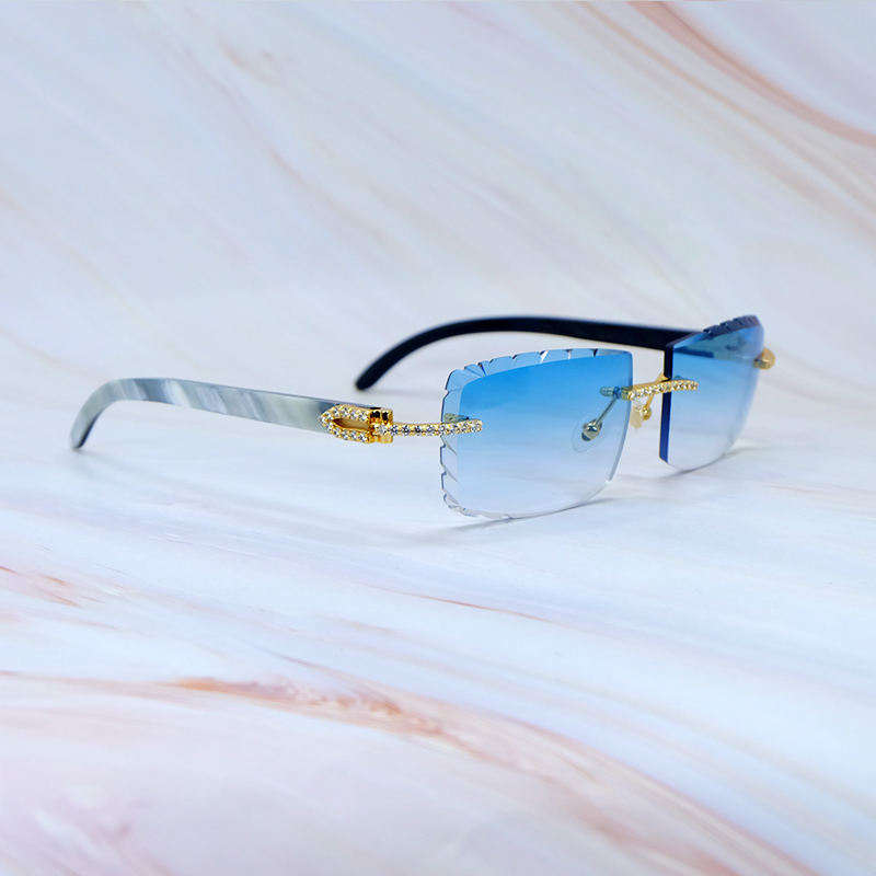 Moissanite Genuine Marble Buffalo Sunglasses Dia Cut Natural Horn Desinger Sun Glasses Carter Mens Decoration 012 Shades Eyewear