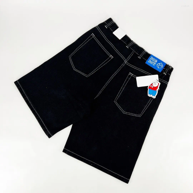 Womens Jeans Retro Hip Hop Cartoon Graphic Streetwear Denim Shorts Y2k Big Boy Embroidery Baggy Jorts Harajuku Gym Basketball Men