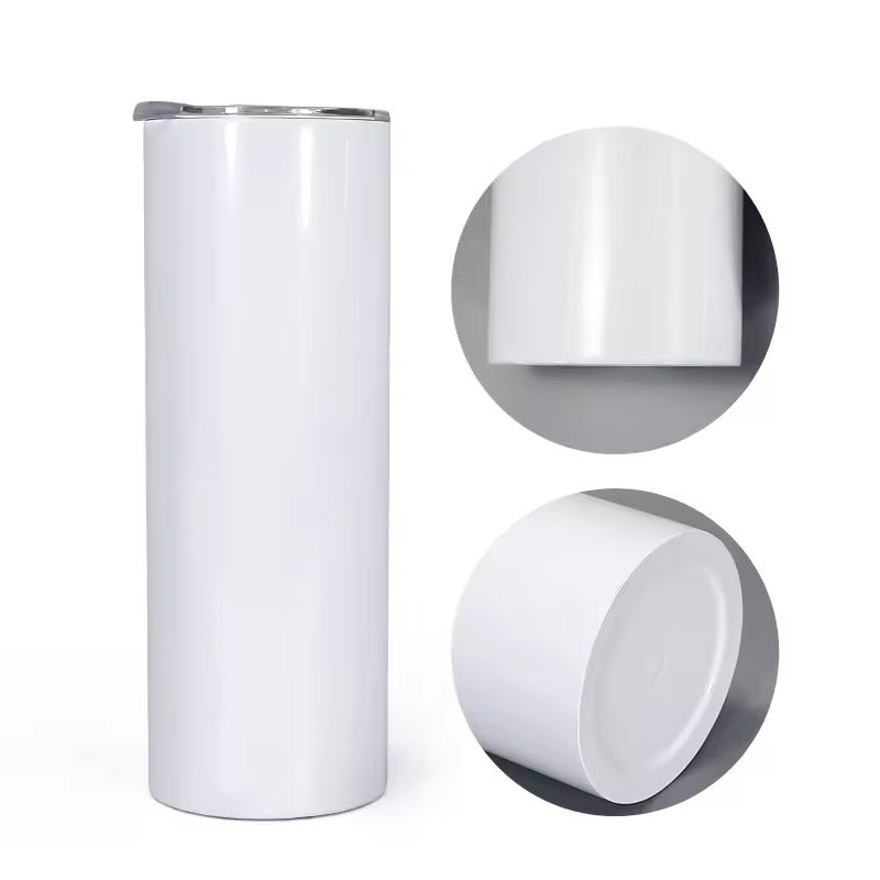 15oz 20oz 30oz Flat bottom Sublimation Tumblers with lid straw blank white Stainless steel sharp edge Straight Skinny coffee cup insulated vacuum wate