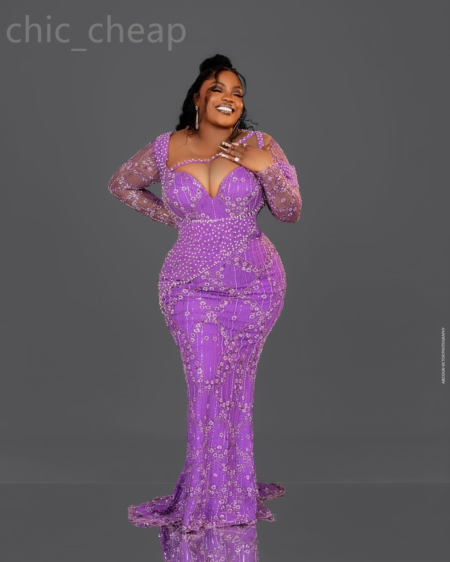 2024 Aso Ebi Plus Size Lilac Mermaid Prom Dress Beaded Crystals Evening Formal Party Second Reception 50th Birthday Engagement Gowns Dresses Robe De S