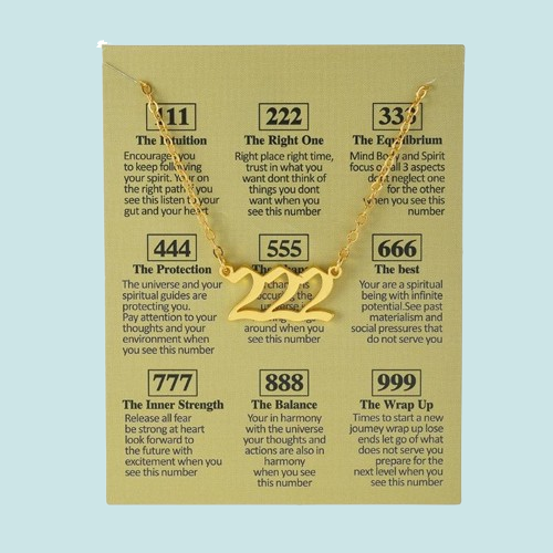 Pendant Necklaces Angel Number Necklace 111 222 333 444 555 666 777 888 999 Gold Plated Stainless Steel Numerology Jewelry N2UE