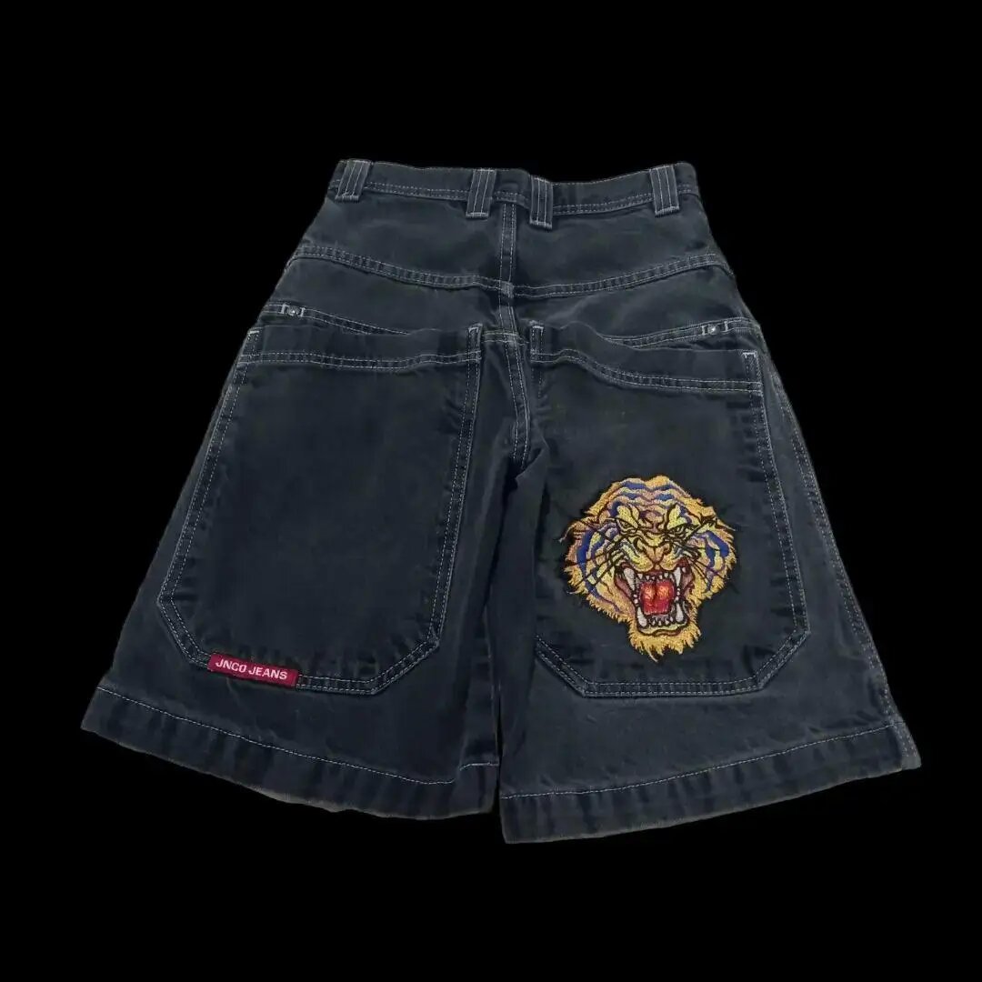 Mens Jeans Jnco Shorts Y2k Hip Hop Pocket Baggy Denim Gym Men Women 2023 Summer New Harajuku Gothic Basketball Streetwear