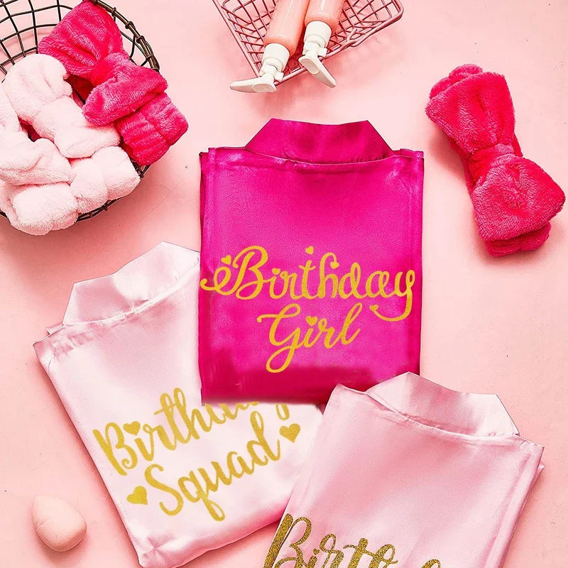 6-18Pcs Spa Party Robes for Girls Kids Birthday Kimono Satin Robe Slumber Party Sleepover Pajamas Party Gowns Pink Party Favors 240323
