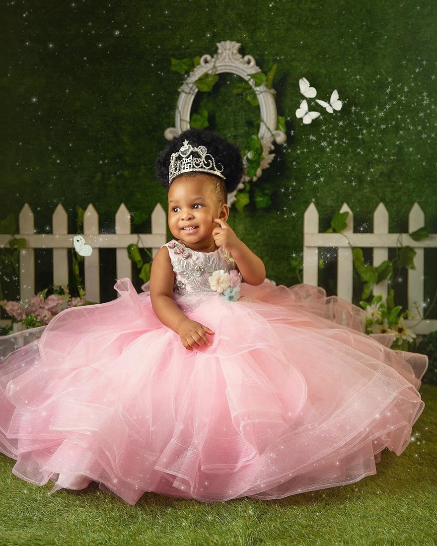 Little Pink Birthday Communication Dress Wer Girls Dresses Tiered Tulle Appliqued Lace Beaded Jewel Kids Gowns For Special Ocns Nf es