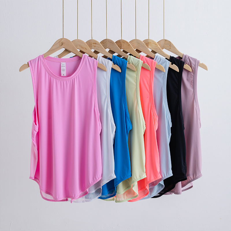 Summer Mesh Yoga Tops Women Sleeveless Sports Vest Casual Breathable Quick Dry T-shirt Running Training Loose Fitness Clothes Sports Athletic Tank Top