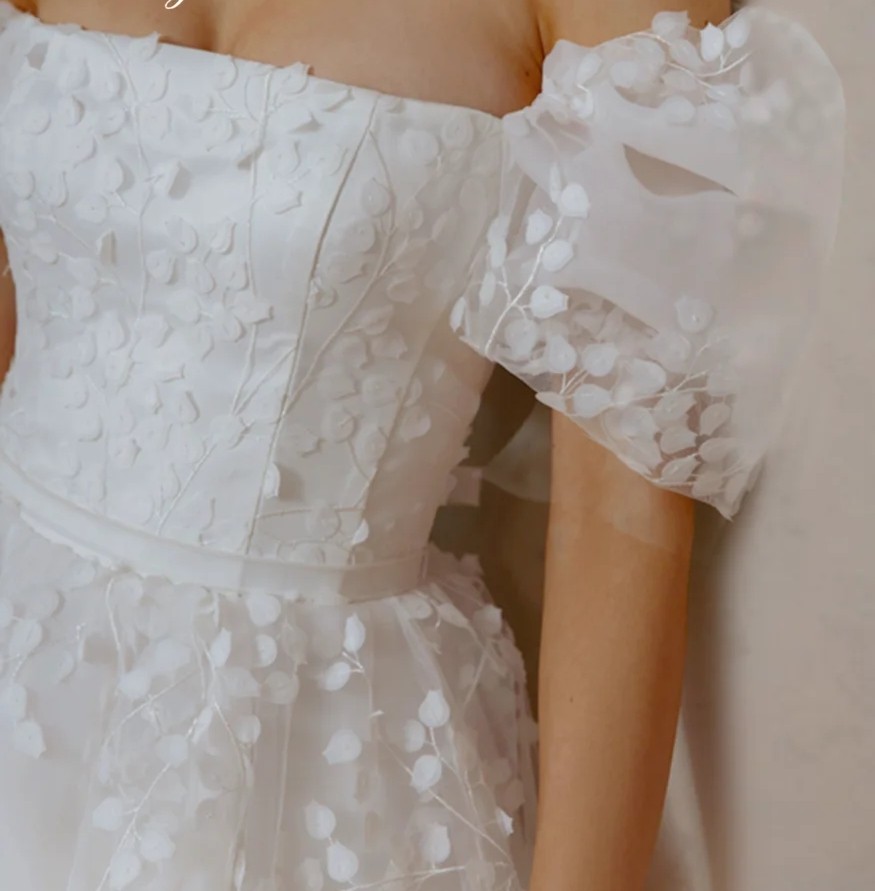 2024 Lace Mini Short Wedding Dress Lace Up Puffy Puff Sleeves Square Neck Bridal Party Gowns A Line Backless Vestido De Novia