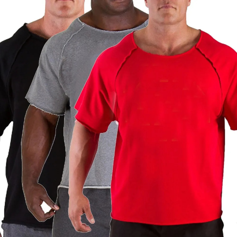 Men Casual Batwing Rag Shirt Male ONeck Cotton Gym TShirt Fitness Wear Breathable Bodybuilding Workout Muscle Tee Top 240312