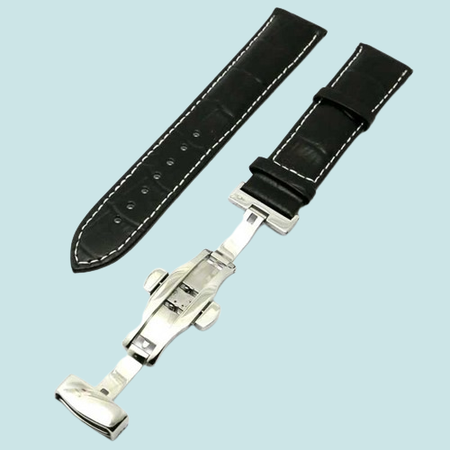 High Quality 18mm 20mm 22mm Black Brown Leather Watch Band Wristwatch Strap Replacement Bracelet Spring Bars Push Button Hidden Cl