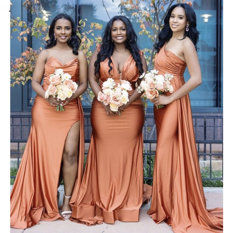 Orange Bridesmaid Dresses Sexy Backless Sleeveless Long Mermaid Maid Of Honor Gowns Wedding Guest Party Dress Plus Size 2024 1102