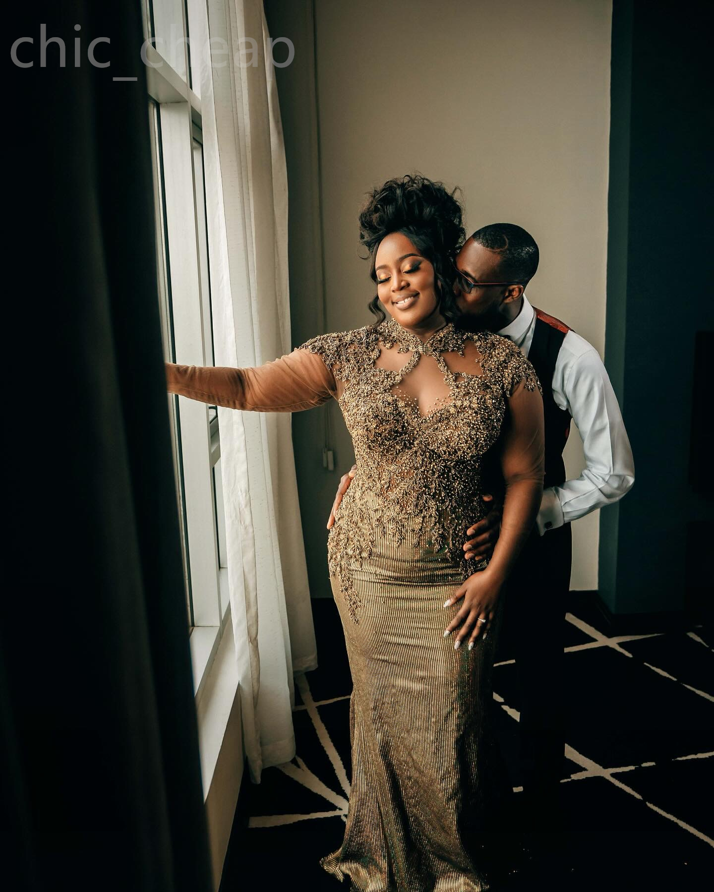 Aso Ebi Brown Urious Mermaid Prom Dress Beaded Lace Evening Formal Party Second Reception Th Birthday Engagement Gowns Dresses Robe De Soiree Z Lz0304