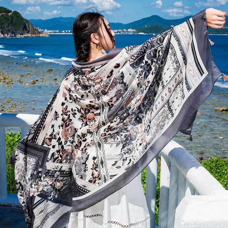 Sarongs Design brand womens scarves sunscreen cotton shawls dual-purpose summer and autumn long scarves seaside holiday beach towels beach clothing ve