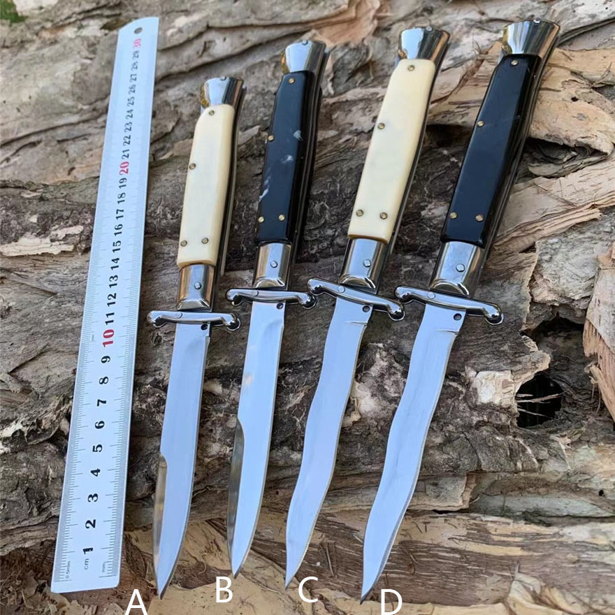 4Models 10'' Stiletto Mafia Knife 440C Blade Resin Handles Horizontal Pocket Knives EDC Tools