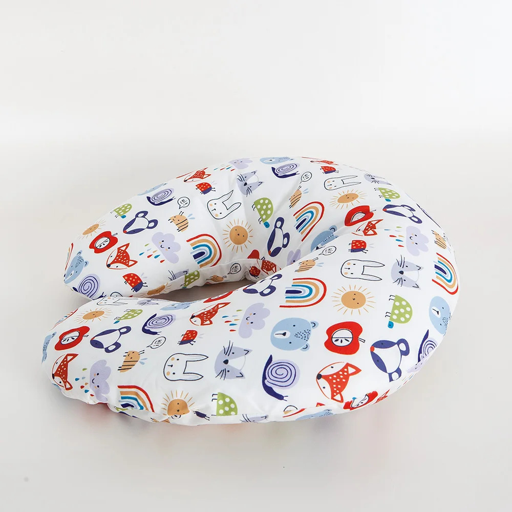 Baby Pillow With Removable Pillowcases Kids Neck Pillow Baby Support Cushion U-Shaped Soft Cartoon born Baby Lying Pad 240315