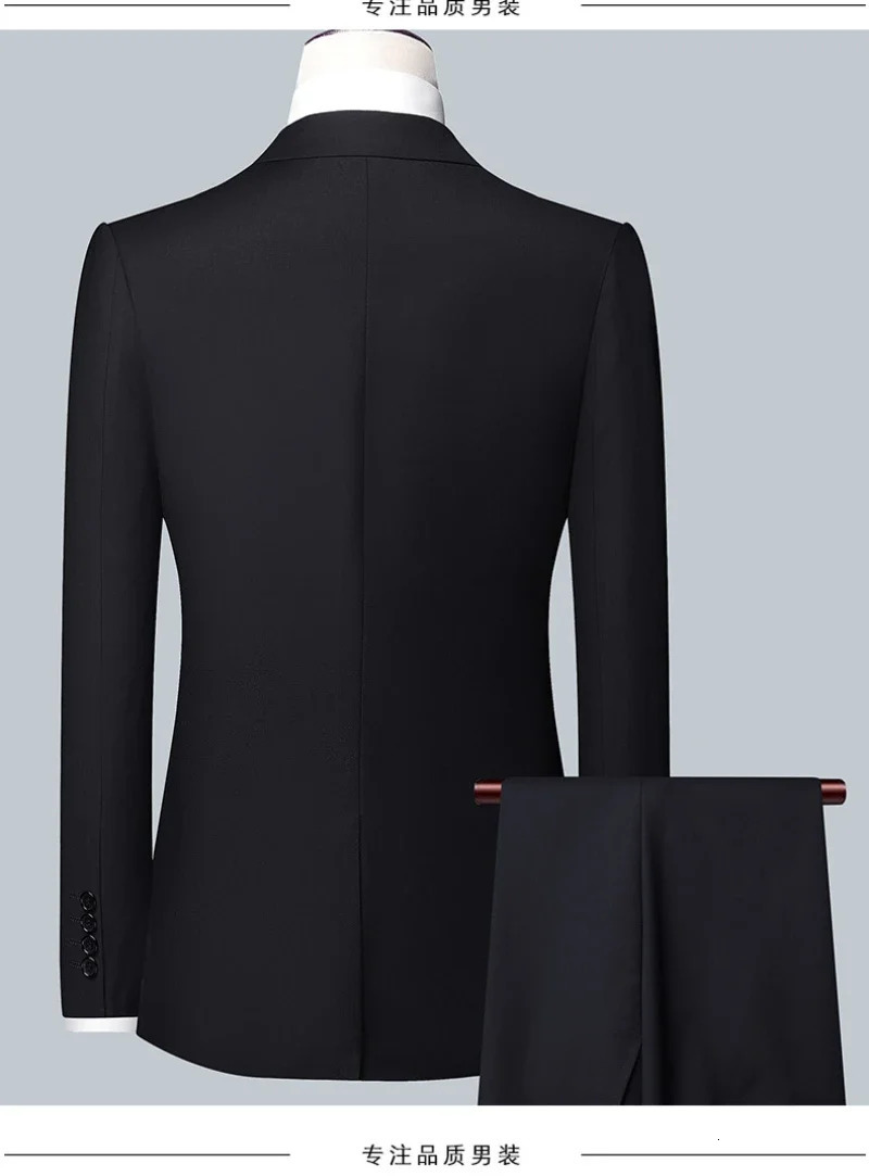 High Quality Blazer Waistcoat Trousers Men Simple Business Elegant Fashion Job Interview Gentleman Suit Slim 3piece 240312