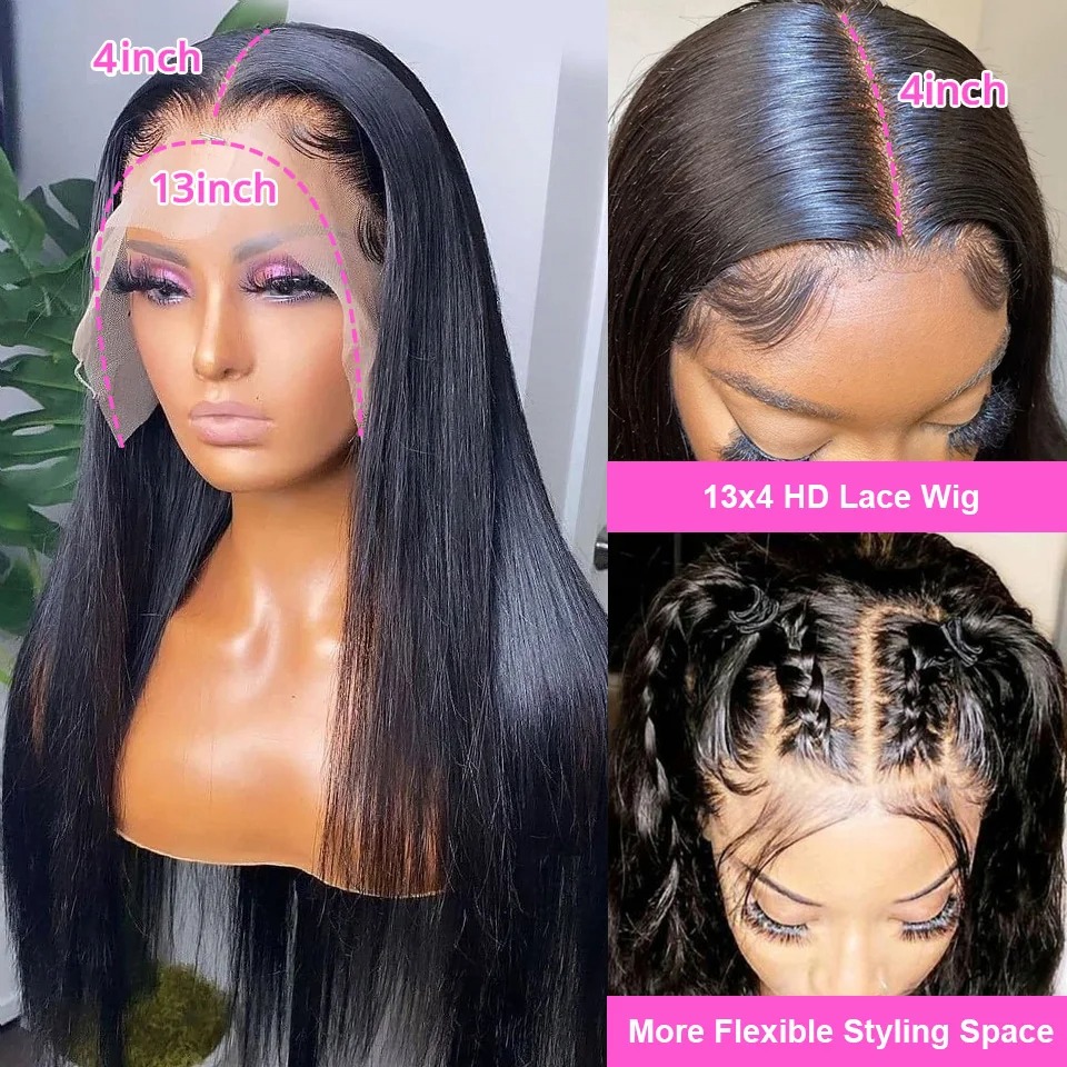 13X6 HD Frontal 13X4 Lace Pre Plucked Glueless Straight Bone Wigs Brazilian Human Hair Wig On Sale