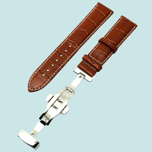 High Quality 18mm 20mm 22mm Black Brown Leather Watch Band Wristwatch Strap Replacement Bracelet Spring Bars Push Button Hidden Cl
